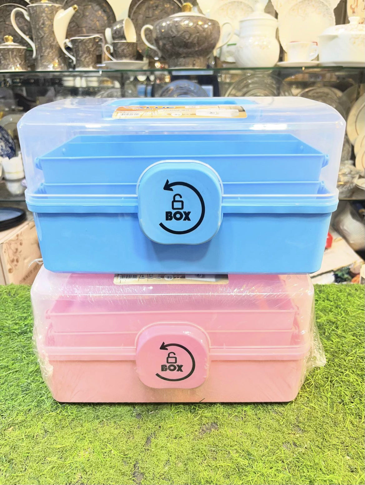 Multipurpose Plastic Storage Box with Lock & Removable Tray | Medicine, Cosmetic & Sewing Organizer Box